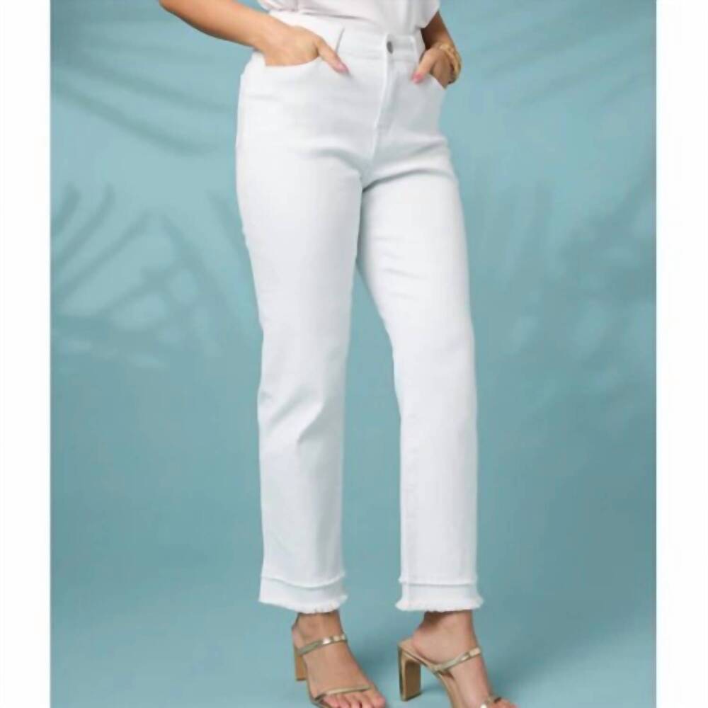 NEW COCO + CARMEN mary straight jeans with double fringe denim in white